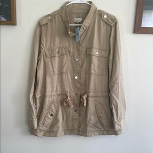 LOFT Tan Utility Jacket with Drawstring Waist